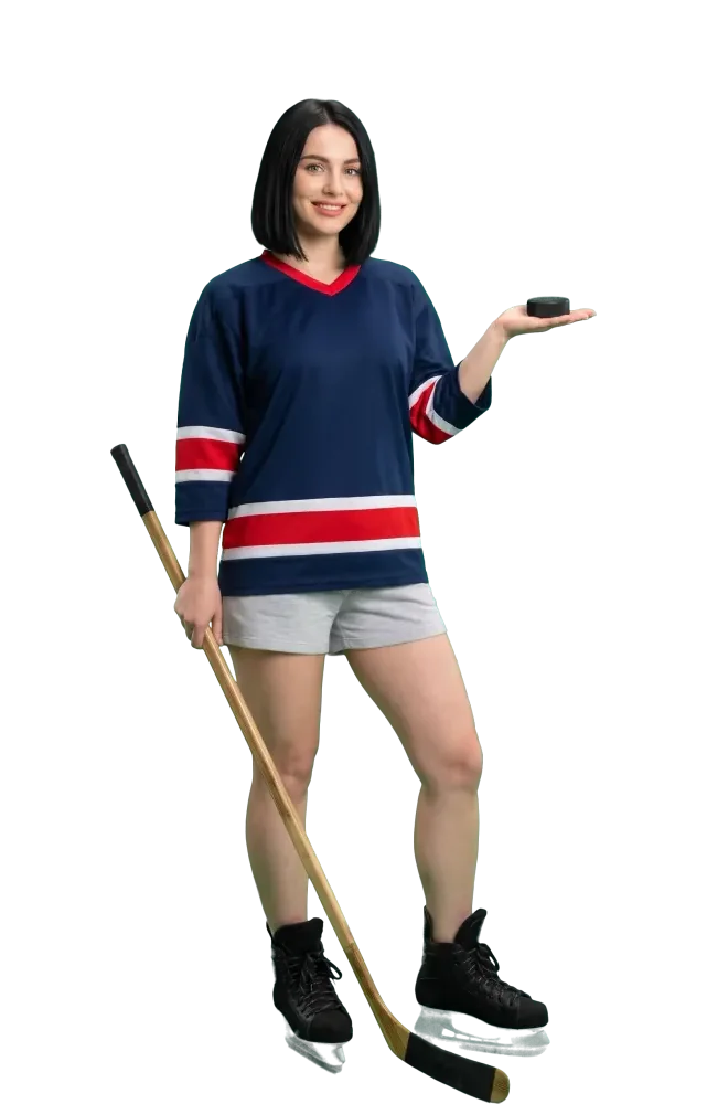 Woman presenting a puck on her open palm