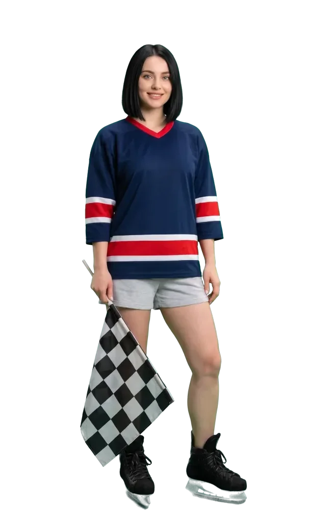 Woman holding a checkered flag