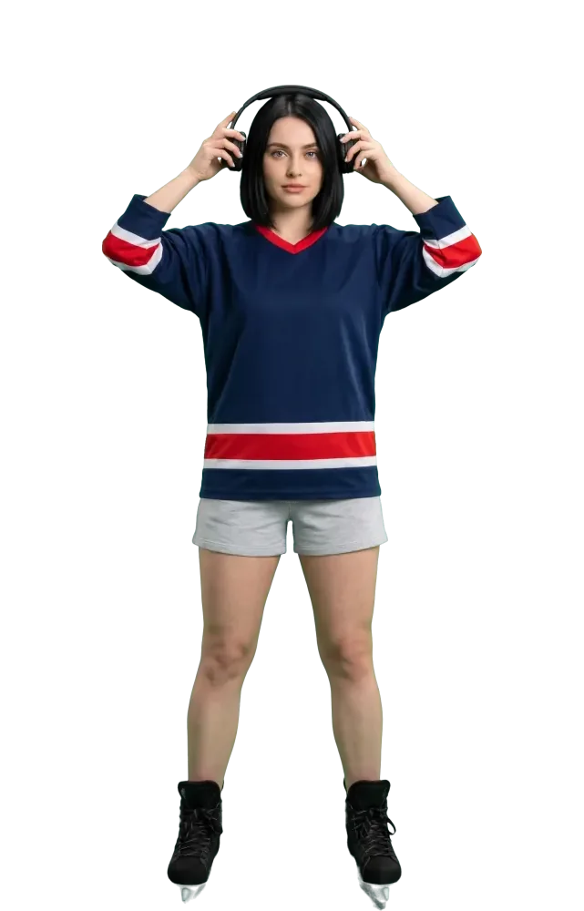 Woman about to put on black headphones
