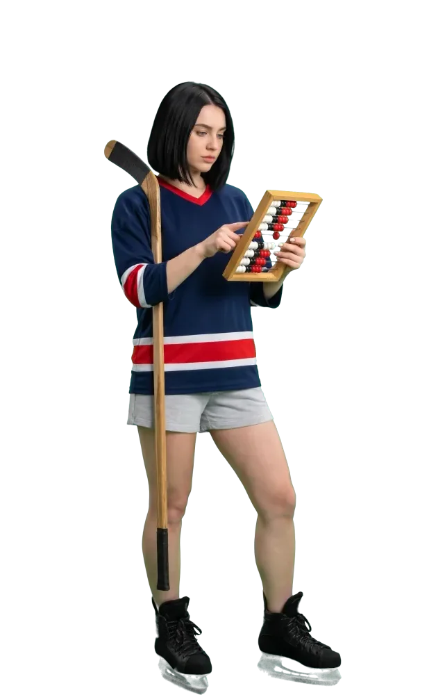 Woman counting on a small wooden abacus