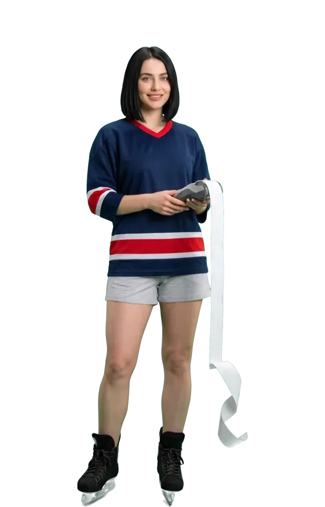Woman holding a small printer with a long blank paper strip