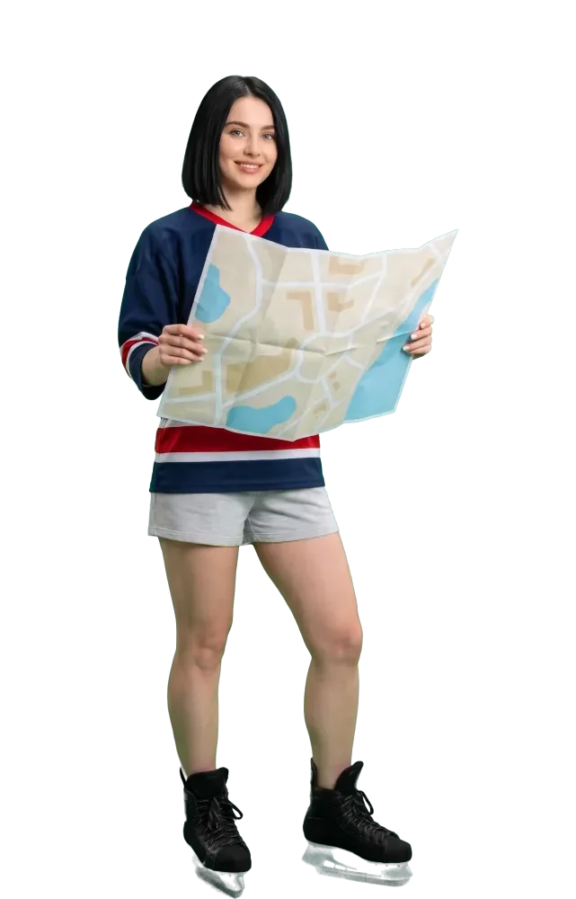 Woman holding an unfolded paper map