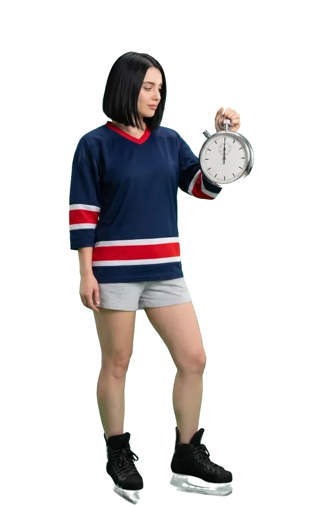 Woman pressing the button of a large stopwatch